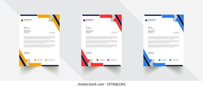 Modern Abstract Creative Professional letterhead template with 3 color