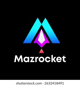 Modern abstract creative rocket w letter logo design
