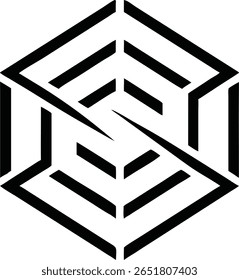 Modern abstract cube logo design with sharp lines and symmetrical structure