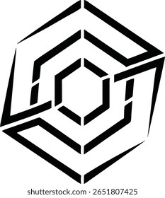 Design moderno abstrato logotipo cubo com linhas afiadas e simetria cinza
