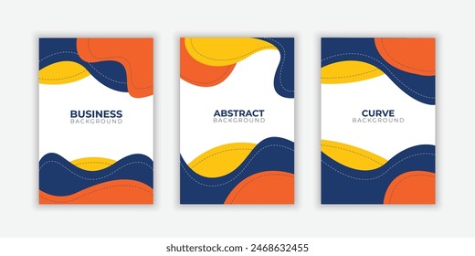 Modern Abstract curve shape on blue and orange color background. Book cover template for annual report, magazine, booklet, proposal, portfolio, brochure, poster, etc