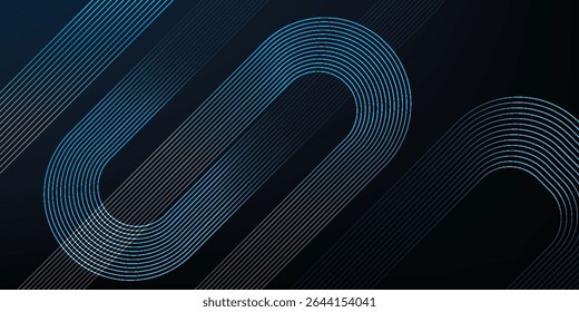 Modern Abstract Dark Background with Blue Line Patterns and Geometric Shapes