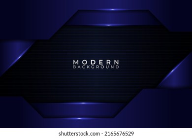 Modern Abstract Dark Background Futuristic Technology Metallic Glossy Blue with Shiny Effect
