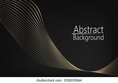 Modern abstract dark background with a golden wave of lines. Imitation of a sound wave. vector illustration. Suitable as wallpaper background, cover, template.