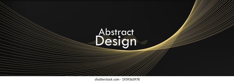 Modern abstract dark background with a golden wave of lines. Imitation of a sound wave. vector illustration. Suitable as wallpaper background, cover, template.