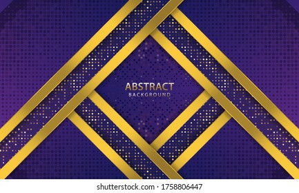 Modern abstract dark blue background vector. Elegant shape design with golden line. Gold banner golden luxury light color backdrop background