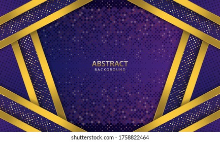 Modern abstract dark blue background vector. Elegant shape design with golden line. Gold banner golden luxury light color backdrop background