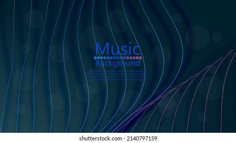 Modern abstract dark blue background with a blue wave of lines. Imitation of a sound wave. vector illustration. Suitable as wallpaper background, cover, template.