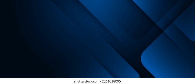 Modern abstract dark blue gradient geometric shapes background. Horizontal banner template. Suit for poster, banner, brochure, cover, corporate, presentation, website, flyer. Vector illustration