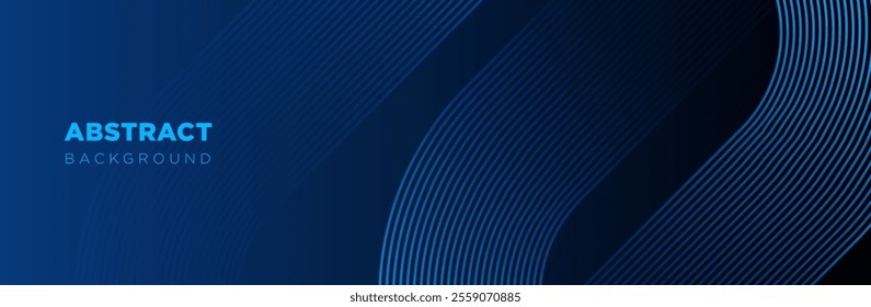 Modern abstract dark blue gradient background with circle lines.