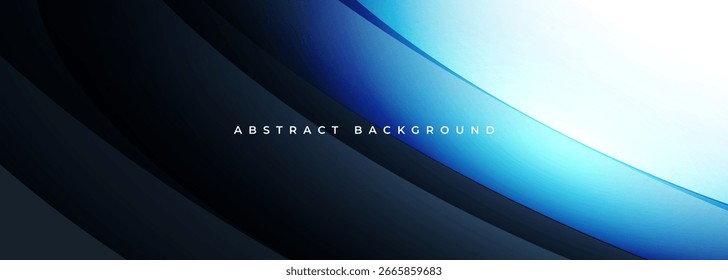Anuncio amplio azul oscuro abstracto moderno con líneas curvas. Fondo de Vector abstracto mínimo