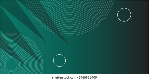 Modern abstract dark green technology business background with circle shape for banner and wallpaper. High contrast dark green glossy stripes. Abstract tech graphic banner design. Vector