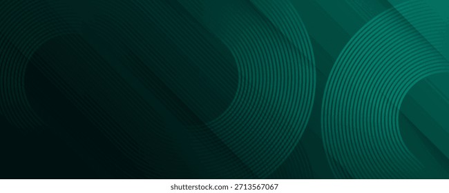 Moderno abstrato verde escuro tecnologia business fundo com forma de círculo para banner e papel de parede. Listras brilhantes verde escuro de alto contraste. Design de banner gráfico de tecnologia abstrato. Vetor corporativo