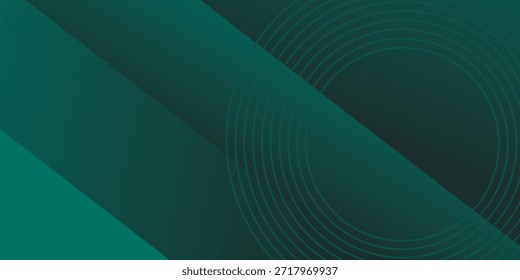 Modern abstract dark green technology business background with circle shape for banner and wallpaper. High contrast dark green glossy stripes. Abstract tech graphic banner design. Vector corporate