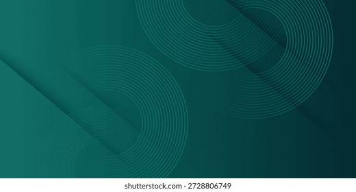 Modern abstract dark green technology business background with circle shape for banner and wallpaper. High contrast dark green glossy stripes. Abstract tech graphic banner design. Vector corporate