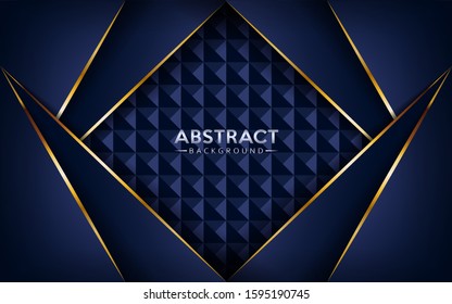 Modern abstract dark navy blue background with golden lines.