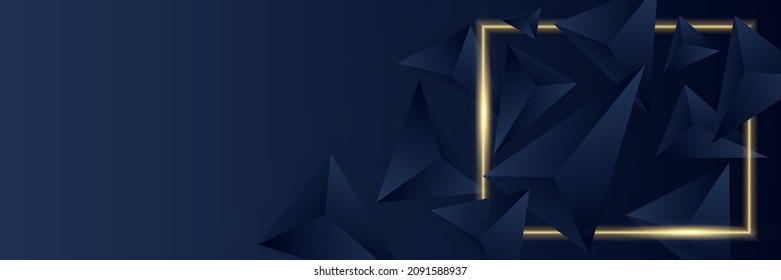 Moderno fondo abstracto de banner azul marino oscuro y dorado. Plantilla de fondo de patrón de banner de diseño gráfico abstracto vectorial.