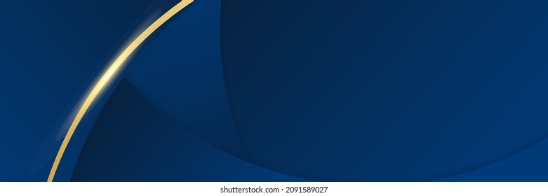 Moderno fondo abstracto de banner azul marino oscuro y dorado. Plantilla de fondo de patrón de banner de diseño gráfico abstracto vectorial.