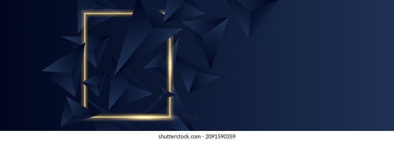 Modern abstract dark navy blue and gold banner background. Vector abstract graphic design banner pattern background template.