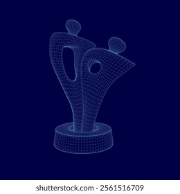 modern abstract decor sculpture wireframe isolated vector style