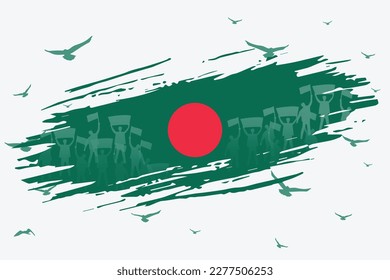 Modern Abstract Design for Bangladesh National Day. Trendy Brush Style with Flag Colors and Symbolism of Freedom. Perfect for Independence, Martyrs, Language Day, Victory Day and More.