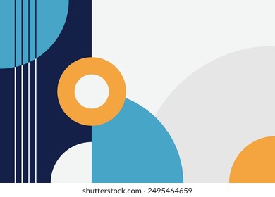 Un diseño abstracto moderno con audaces Formas geométricas en azul marino cielo azul naranja y blanco ideal para fondos con estilo y diseños de Web dinámicos