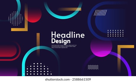 Modern abstract design with bold geometric shapes, lines, and patterns in vibrant colors. Ideal for posters, branding, and creative graphic projects.