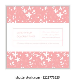 Modern abstract design brochure cover template. Floral pink background. Vector illustration