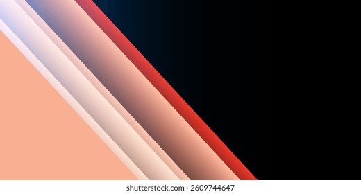 A modern abstract design featuring bold diagonal red and white gradient stripes. Dark background. The dynamic composition conveys energy, motion, elegance. Perfect for digital designs, presentations