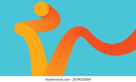 Modern abstract design featuring a bold orange-to-yellow ribbon flowing over a vibrant blue backdrop. Perfect for digital design and branding visuals.
