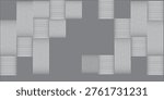 Modern abstract design featuring a creative layout of white striped blocks over a solid gray background. The composition uses overlapping rectangular shapes with subtle shadows to create a sophisticated 3D weave effect. Ideal for corporate branding, tech presentations, and minimalist web backgrounds.