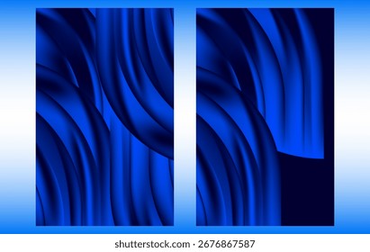 Modern abstract design featuring elegant blue gradient folds and 3D curves. Perfect for business, web, and branding backgrounds.