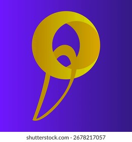 Ein modernes abstraktes Design mit einer goldenen Schleife, die eine einzigartige 3D-Form auf einem lebendigen violetten Farbverlauf-Hintergrund bildet. Perfekt für digitale Kunst, Logo-Konzepte und kreative Design-Projekte.