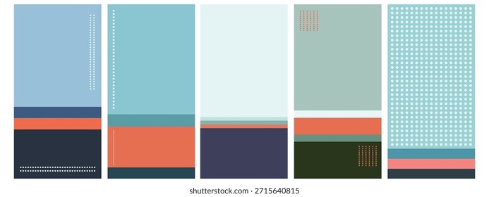A modern abstract design featuring a grid of rectangles and squares in various shades of blue, orange, and dark tones, creating a visually appealing and structured composition.