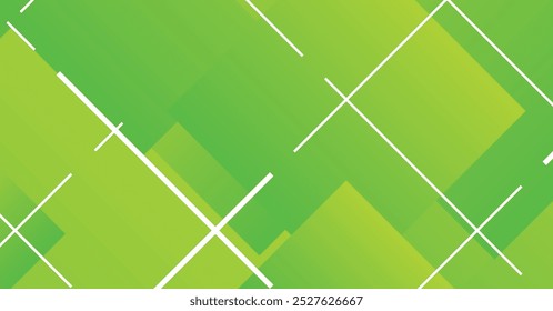 A modern abstract design featuring layered green gradients, intersected by white geometric lines. Ideal for contemporary backgrounds and digital art projects.