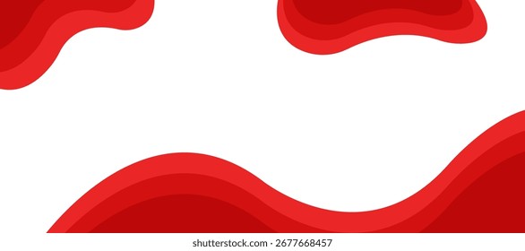 Diseño abstracto moderno con ondas rojas en capas y Formas de fluido de sangre sobre un fondo blanco. Ideal para presentaciones, Sitios web o proyectos de branding. Limpio, elegante y versátil.