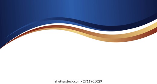 Modern abstract design featuring layered blue and golden waves creating a dynamic and professional backdrop.