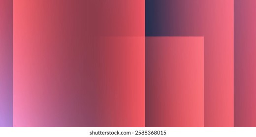 A modern abstract design featuring a smooth red gradient background with overlapping transparent squares. Harmonious colors, professional look, ideal for business use, websites, etc. Vector design.