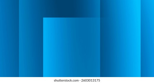 A modern abstract design featuring a smooth blue lit gradient background with overlapping transparent squares. Harmonious colors, professional look, ideal for business use, websites, etc.