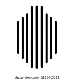 A modern abstract design featuring vertical black and white lines arranged in a symmetrical pattern, suitable for artistic and creative projects.