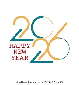 Modern, abstract design featuring the year 2026 in colorful, stylized numbers with the text "Happy New Year".