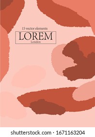 Modern abstract design with geometric shapes imitating strokes of lipstick, eyeshadow, decorative cosmetics. Modern illustration for magazine cover, design for advertising and branding.