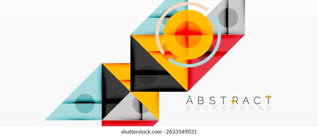 Modern abstract design. Geometric shapes overlap, creating vibrant color blocks. Clean lines, minimalist aesthetic. Background is white.