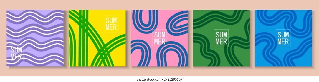 modern abstract design with hand drawn wavy shapes and lines. Creative concept of posters or covers cards for summer season. Modern art minimalist style design template for sales, horizontal poster, header, cover, social media, fashion ads