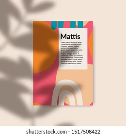 Modern abstract design with leaves shadow overlay. Stylish contemporary greeting card, magazine cover or wedding invitation mock up. Fully editable vector, gradient mesh and transparency effects used.