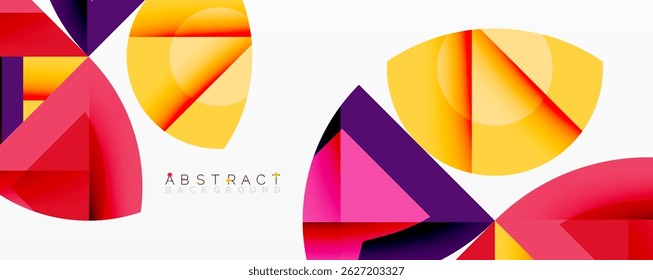 Modern abstract design. Overlapping colorful shapes create dynamic composition. Bright hues, geometric forms, clean aesthetic.
