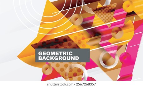 Modern Abstract Design with Overlapping Transparent Triangles and Circles