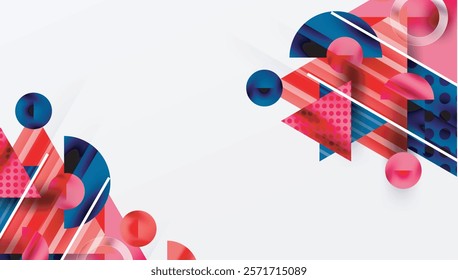 Modern Abstract Design with Overlapping Transparent Triangles and Circles