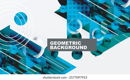 Modern Abstract Design with Overlapping Transparent Triangles and Circles