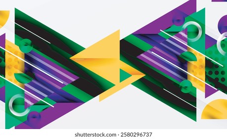 Modern Abstract Design with Overlapping Transparent Triangles and Circles